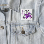 Glas in lood-Butterfly-pancreaskanker Vierkante Button 5,1 Cm (In situ)