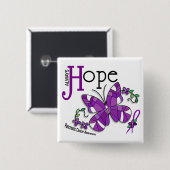 Glas in lood-Butterfly-pancreaskanker Vierkante Button 5,1 Cm (Voorkant /achterkant)