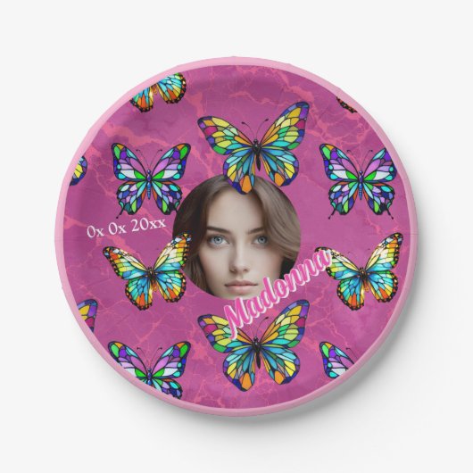 Glas in lood Butterfly Papieren Bordje (Voorkant)