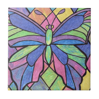 Glas in lood Butterfly Tile Tegeltje
