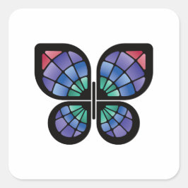 Glas in lood Butterfly Vierkante Sticker
