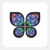 Glas in lood Butterfly Vierkante Sticker (Voorkant)