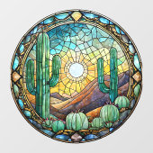 Glas in lood Cactus woestijnscène Raamsticker (Vel)