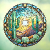 Glas in lood Cactus woestijnscène Raamsticker (Vel 3)