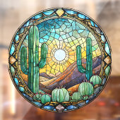 Glas in lood Cactus woestijnscène Raamsticker (Vel 2)