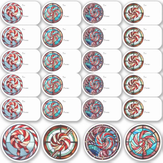 Glas in lood Candy Cane Gift Label (Voorkant)