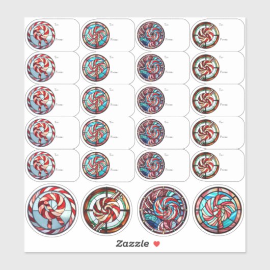 Glas in lood Candy Cane Gift Label (Vel)
