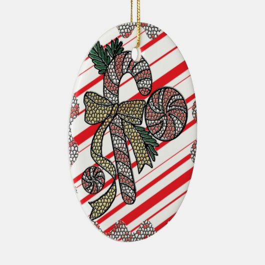 Glas in lood Candy Cane Keramisch Ornament (Rechts)