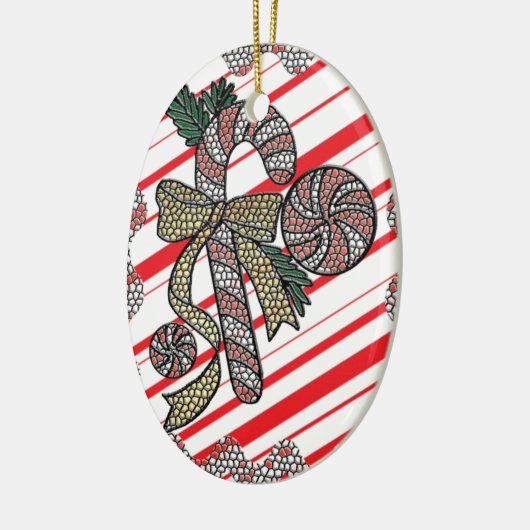 Glas in lood Candy Cane Keramisch Ornament (Links)