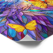 Glas in lood Cat 730 blauwgele vlinders Poster (Hoek)