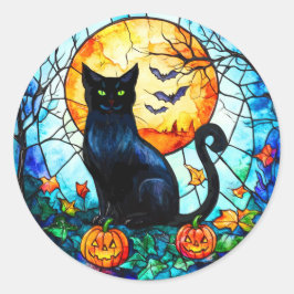 Glas in lood Cat in de Moonlight Stickers