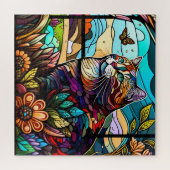 Glas in lood Cat Legpuzzel (Horizontaal)