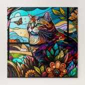 Glas in lood Cat Legpuzzel (Verticaal)