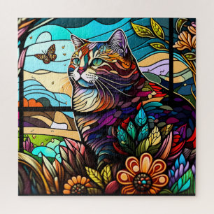 Glas in lood Cat Legpuzzel