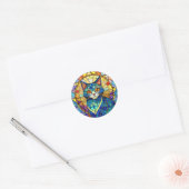 Glas in lood Cat Ronde Sticker (Envelop)