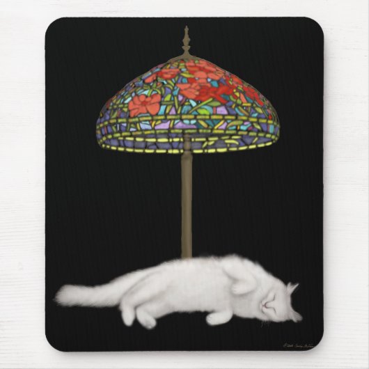 Glas in lood Cat Sunlamp Mousepad Muismat (Voorkant)