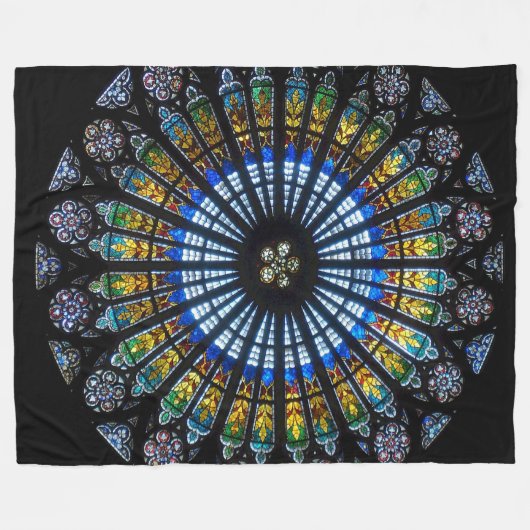Glas in lood Cathedral Rosette Fleece Deken (Voorkant (Horizontaal))