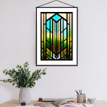 Glas in lood Cattails Art Deco Illustration Poster<br><div class="desc">Poster met een digitaal ontwerp van gekleurd glas. Poster heeft een ontwerp dat lijkt op gekleurd glas,  maar wordt gemaakt met behulp van digitale afdruktechnologie.</div>