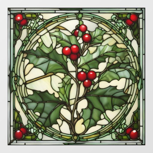 Glas in lood Christimas: Yule Holly Raamsticker (Vel)