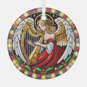 Glas in lood Christmas Angel speelt harp Glas Ornament (Voorkant)