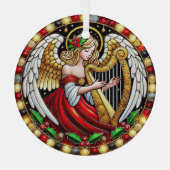 Glas in lood Christmas Angel speelt harp Glas Ornament (Achterkant)