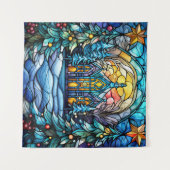 Glas in lood Christmas Art Tapestry Wandkleed (Voorkant (horizontaal))