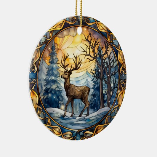 Glas in lood Christmas Deer Ornament (Rechts)