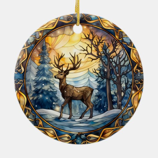 Glas in lood Christmas Deer Ornament (Achterkant)