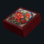 Glas in lood Christmas Poinsettias Cadeaudoosje<br><div class="desc">Bewaar je schatten of geef iemand een schatkistje als een mooi geschenk. De keuze van houten lijsten is nu beschikbaar. Veel design voor verschillende gelegenheden zijn beschikbaar in mijn winkel.</div>