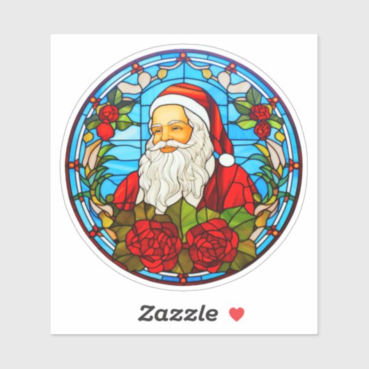 Glas in lood Christmas Santa Ornament-67673 Sticker (Vel)