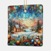 Glas in lood Christmas Scene Ornament (Links)