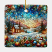 Glas in lood Christmas Scene Ornament (Achterkant)