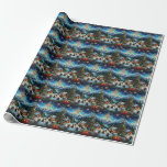Glas in lood Christmas Scene Wrapping Paper Cadeaupapier<br><div class="desc">gebrandschilderd kerstinpakpapier</div>