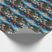 Glas in lood Christmas Scene Wrapping Paper Cadeaupapier (Hoek)