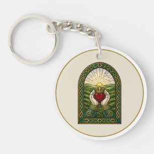 Glas-in-lood Claddagh Sleutelhanger