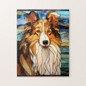 Glas in lood Collie Puzzel (Verticaal)