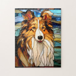 Glas in lood Collie Puzzel