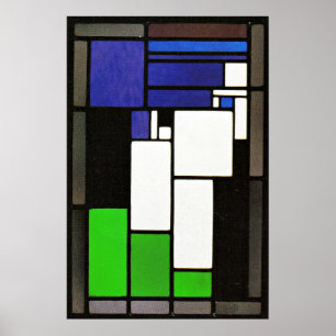 Glas in lood Composition-Woman, beroemde kunstwerk Poster