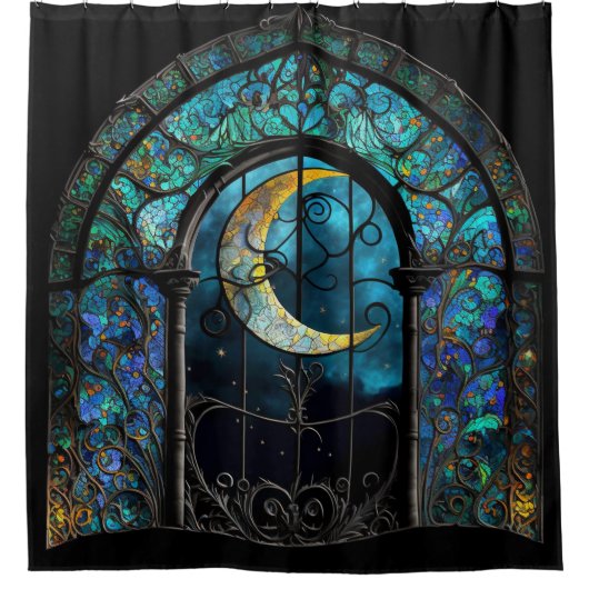 Glas in lood Crescent Moon Douchegordijn (Voorkant)
