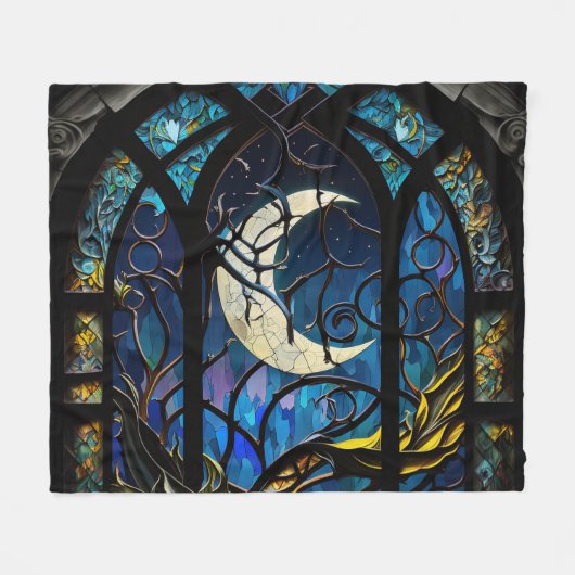 Glas in lood Crescent Moon Fleece Deken (Voorkant (Horizontaal))