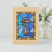 Glas in lood Cross begrafenis bedankkaart (Staand voorkant)