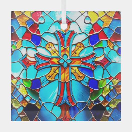 Glas in lood Cross Lightcatcher Glass Ornament (Voorkant)