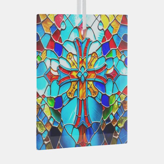 Glas in lood Cross Lightcatcher Glass Ornament (Voorkant Rechts)