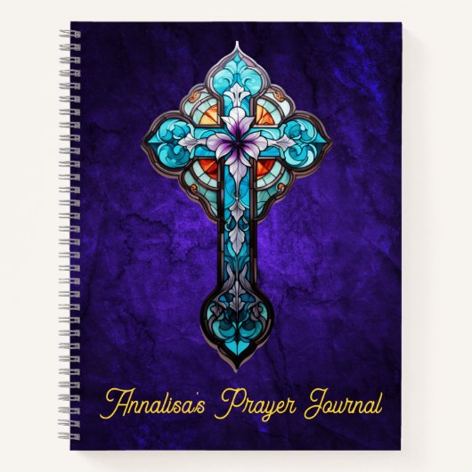 Glas in lood Cross Prayer Journal Notitieboek (Voorkant)