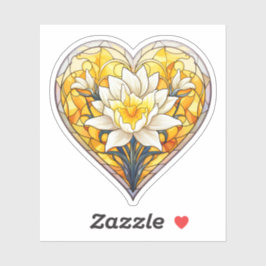 Glas in lood Daffodils Hart Sticker