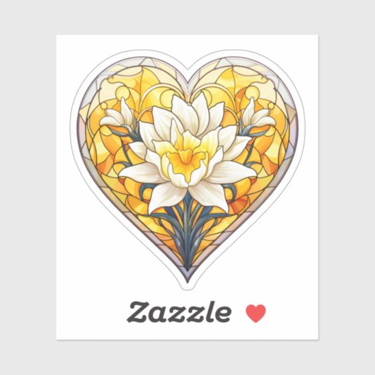 Glas in lood Daffodils Hart Sticker (Vel)