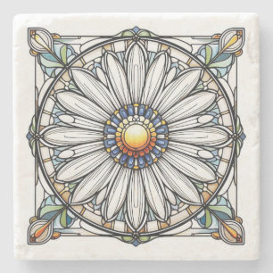 Glas in lood Daisy #2 Stenen Onderzetter