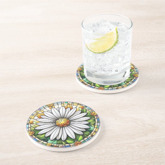 Glas in lood Daisy Zandsteen Onderzetter (Zijkant)