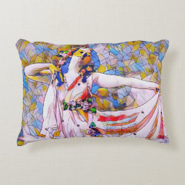 Glas in lood danser in vloeiende kleding accent kussen