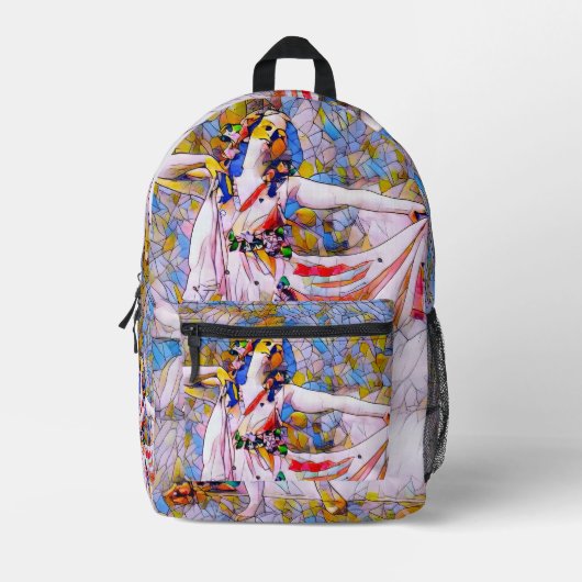 Glas in lood danser in vloeiende kleding bedrukte rugzak (Voorkant)